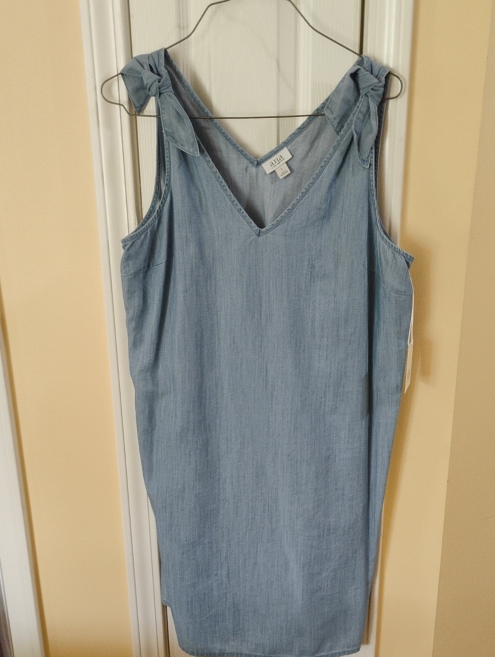 a.n.a Light Chambray V-Neck Tie-Strap Dress